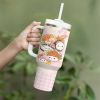 Personalized Japanese Kawaii Sushi Tumbler With Handle Pink Wagara Palaka This Is How I Roll LT9 - Polynesian Pride
