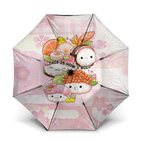 Japanese Kawaii Sushi Umbrella Pink Wagara Palaka This Is How I Roll LT9 One Size Folded 11.42 inch Opened Diameter 37.4 inch Pink - Polynesian Pride
