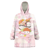 Personalized Japanese Kawaii Sushi Wearable Blanket Hoodie Pink Wagara Palaka This Is How I Roll LT9 One Size Pink - Polynesian Pride