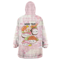 Personalized Japanese Kawaii Sushi Wearable Blanket Hoodie Pink Wagara Palaka This Is How I Roll LT9 - Polynesian Pride