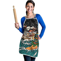 Personalized Japanese Koi Fish Ramen Apron Tiki Surfing Wagara Hibiscus Pattern LT9 - Polynesian Pride