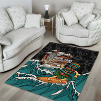 Personalized Japanese Koi Fish Ramen Area Rug Tiki Surfing Wagara Hibiscus Pattern LT9 - Polynesian Pride
