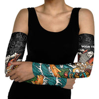 Personalized Japanese Koi Fish Ramen Arm Sleeves Tiki Surfing Wagara Hibiscus Pattern LT9 - Polynesian Pride