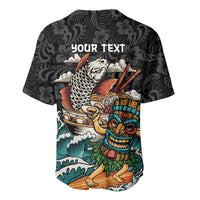 Personalized Japanese Koi Fish Ramen Baseball Jersey Tiki Surfing Wagara Hibiscus Pattern LT9 - Polynesian Pride