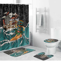 Personalized Japanese Koi Fish Ramen Bathroom Set Tiki Surfing Wagara Hibiscus Pattern LT9 Bathroom Set (4 pcs) Black - Polynesian Pride