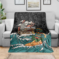 Personalized Japanese Koi Fish Ramen Blanket Tiki Surfing Wagara Hibiscus Pattern LT9 - Polynesian Pride