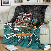 Personalized Japanese Koi Fish Ramen Blanket Tiki Surfing Wagara Hibiscus Pattern LT9 - Polynesian Pride