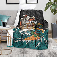 Personalized Japanese Koi Fish Ramen Blanket Tiki Surfing Wagara Hibiscus Pattern LT9 - Polynesian Pride