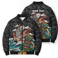 Personalized Japanese Koi Fish Ramen Bomber Puffer Jacket Tiki Surfing Wagara Hibiscus Pattern LT9 - Polynesian Pride