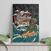 Personalized Japanese Koi Fish Ramen Canvas Wall Art Tiki Surfing Wagara Hibiscus Pattern LT9 - Polynesian Pride