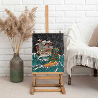 Personalized Japanese Koi Fish Ramen Canvas Wall Art Tiki Surfing Wagara Hibiscus Pattern LT9 - Polynesian Pride