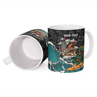 Personalized Japanese Koi Fish Ramen Ceramic Mug Tiki Surfing Wagara Hibiscus Pattern LT9 - Polynesian Pride