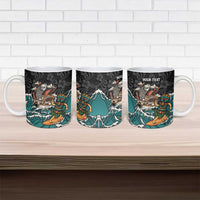 Personalized Japanese Koi Fish Ramen Ceramic Mug Tiki Surfing Wagara Hibiscus Pattern LT9 - Polynesian Pride