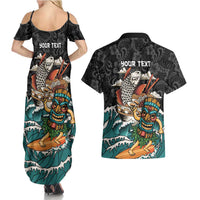 Personalized Japanese Koi Fish Ramen Couples Matching Summer Maxi Dress and Hawaiian Shirt Tiki Surfing Wagara Hibiscus Pattern LT9 - Polynesian Pride