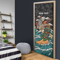 Personalized Japanese Koi Fish Ramen Door Cover Tiki Surfing Wagara Hibiscus Pattern LT9 - Polynesian Pride