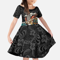 Personalized Japanese Koi Fish Ramen Family Matching Tank Maxi Dress and Hawaiian Shirt Tiki Surfing Wagara Hibiscus Pattern