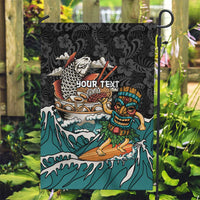 Personalized Japanese Koi Fish Ramen Garden Flag Tiki Surfing Wagara Hibiscus Pattern LT9 Garden Flag Black - Polynesian Pride