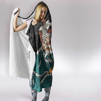 Personalized Japanese Koi Fish Ramen Hooded Blanket Tiki Surfing Wagara Hibiscus Pattern LT9 - Polynesian Pride