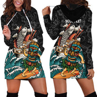 Personalized Japanese Koi Fish Ramen Hoodie Dress Tiki Surfing Wagara Hibiscus Pattern LT9 - Polynesian Pride