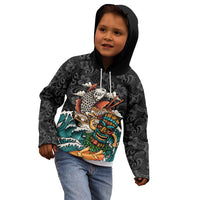 Personalized Japanese Koi Fish Ramen Kid Hoodie Tiki Surfing Wagara Hibiscus Pattern LT9 - Polynesian Pride