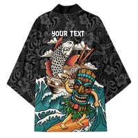 Personalized Japanese Koi Fish Ramen Kimono Tiki Surfing Wagara Hibiscus Pattern LT9 - Polynesian Pride
