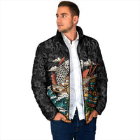 Personalized Japanese Koi Fish Ramen Padded Jacket Tiki Surfing Wagara Hibiscus Pattern LT9 - Polynesian Pride