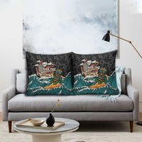 Personalized Japanese Koi Fish Ramen Pillow Cover Tiki Surfing Wagara Hibiscus Pattern LT9 - Polynesian Pride