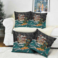 Personalized Japanese Koi Fish Ramen Pillow Cover Tiki Surfing Wagara Hibiscus Pattern LT9 - Polynesian Pride