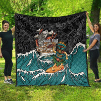 Personalized Japanese Koi Fish Ramen Quilt Tiki Surfing Wagara Hibiscus Pattern LT9 - Polynesian Pride