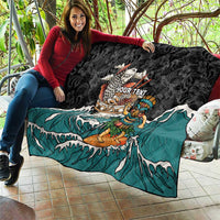 Personalized Japanese Koi Fish Ramen Quilt Tiki Surfing Wagara Hibiscus Pattern LT9 - Polynesian Pride