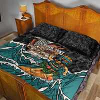 Personalized Japanese Koi Fish Ramen Quilt Bed Set Tiki Surfing Wagara Hibiscus Pattern LT9 - Polynesian Pride