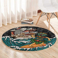 Personalized Japanese Koi Fish Ramen Round Carpet Tiki Surfing Wagara Hibiscus Pattern LT9 - Polynesian Pride