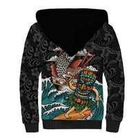 Personalized Japanese Koi Fish Ramen Sherpa Hoodie Tiki Surfing Wagara Hibiscus Pattern LT9 - Polynesian Pride