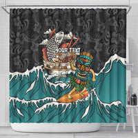 Personalized Japanese Koi Fish Ramen Shower Curtain Tiki Surfing Wagara Hibiscus Pattern LT9 - Polynesian Pride