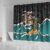 Personalized Japanese Koi Fish Ramen Shower Curtain Tiki Surfing Wagara Hibiscus Pattern LT9 - Polynesian Pride