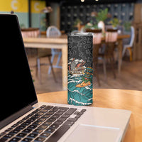 Personalized Japanese Koi Fish Ramen Skinny Tumbler Tiki Surfing Wagara Hibiscus Pattern LT9 - Polynesian Pride