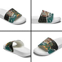 Personalized Japanese Koi Fish Ramen Slide Sandals Tiki Surfing Wagara Hibiscus Pattern LT9 - Polynesian Pride