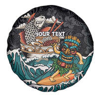 Personalized Japanese Koi Fish Ramen Spare Tire Cover Tiki Surfing Wagara Hibiscus Pattern LT9 - Polynesian Pride