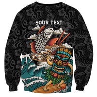 Personalized Japanese Koi Fish Ramen Sweatshirt Tiki Surfing Wagara Hibiscus Pattern LT9 - Polynesian Pride