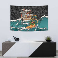 Personalized Japanese Koi Fish Ramen Tapestry Tiki Surfing Wagara Hibiscus Pattern LT9 - Polynesian Pride