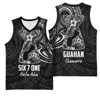 Black Guam Latte Stone Tribal Tattoo Basketball Jersey Hafa Adai Six 7 One - Polynesian Pride