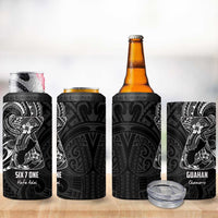 Black Guam Latte Stone Tribal Tattoo 4 in 1 Can Cooler Tumbler Hafa Adai Six 7 One