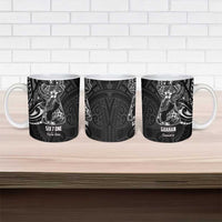 Black Guam Latte Stone Tribal Tattoo Ceramic Mug Hafa Adai Six 7 One - Polynesian Pride