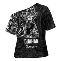 Black Guam Latte Stone Tribal Tattoo Cross Shoulder Shirt Hafa Adai Six 7 One LT9 - Polynesian Pride
