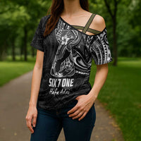 Black Guam Latte Stone Tribal Tattoo Cross Shoulder Shirt Hafa Adai Six 7 One LT9 - Polynesian Pride