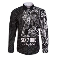 Black Guam Latte Stone Tribal Tattoo Family Matching Off Shoulder Short Dress and Hawaiian Shirt Hafa Adai Six 7 One