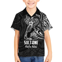 Black Guam Latte Stone Tribal Tattoo Family Matching Off Shoulder Short Dress and Hawaiian Shirt Hafa Adai Six 7 One