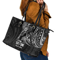 Black Guam Latte Stone Tribal Tattoo Leather Tote Bag Hafa Adai Six 7 One