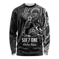Black Guam Latte Stone Tribal Tattoo Long Sleeve Shirt Hafa Adai Six 7 One
