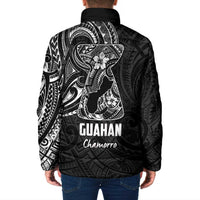 Black Guam Latte Stone Tribal Tattoo Padded Jacket Hafa Adai Six 7 One LT9 - Polynesian Pride